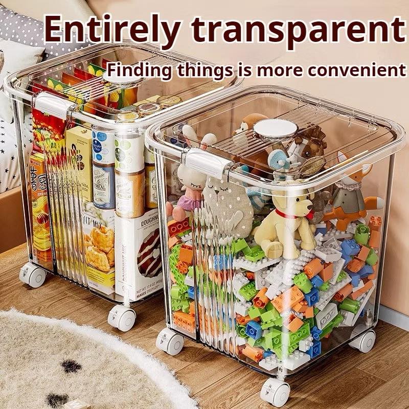 Transparent Rolling Storage Bin