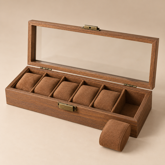 Six compartments with six removable brown cushions