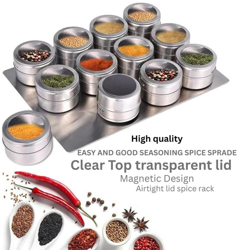 Magnetic Steel Spice Jars
