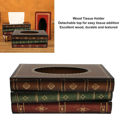 Antique Wooden Book Tissue Holder