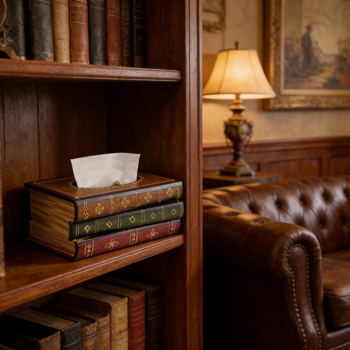 Antique Wooden Book Tissue Holder