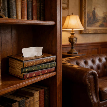 Antique Wooden Book Tissue Holder