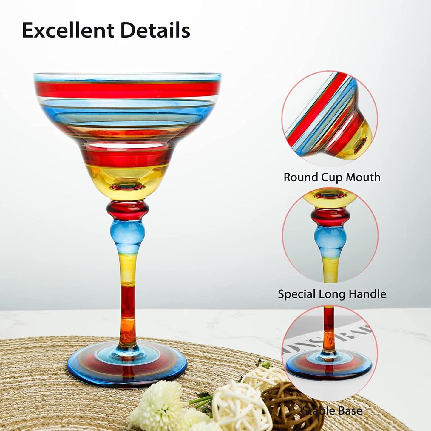 Rainbow Margarita Glass