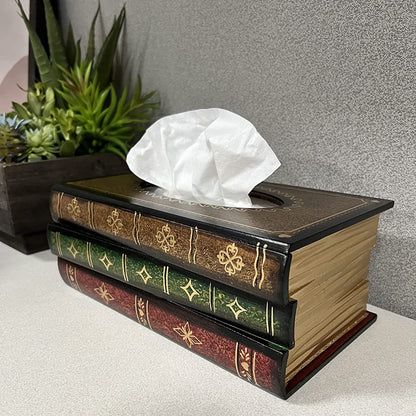 Antique Wooden Book Tissue Holder