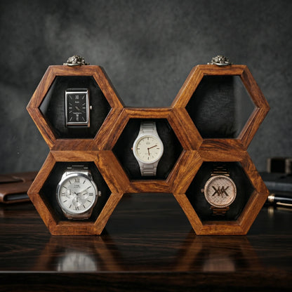 Wooden Hexagon Watch Box