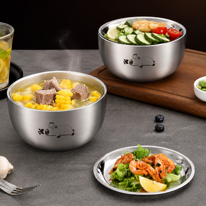Steel Double Layer Bowl with Lid