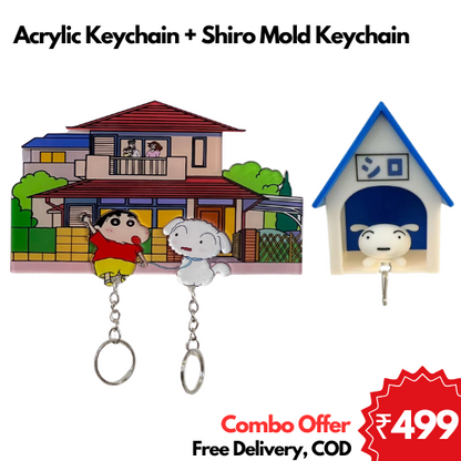 ShinChan Acrylic Key Chain & Shiro Keychain (COMBO)