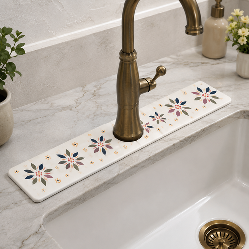 Floral Sink Splash Guard Mat