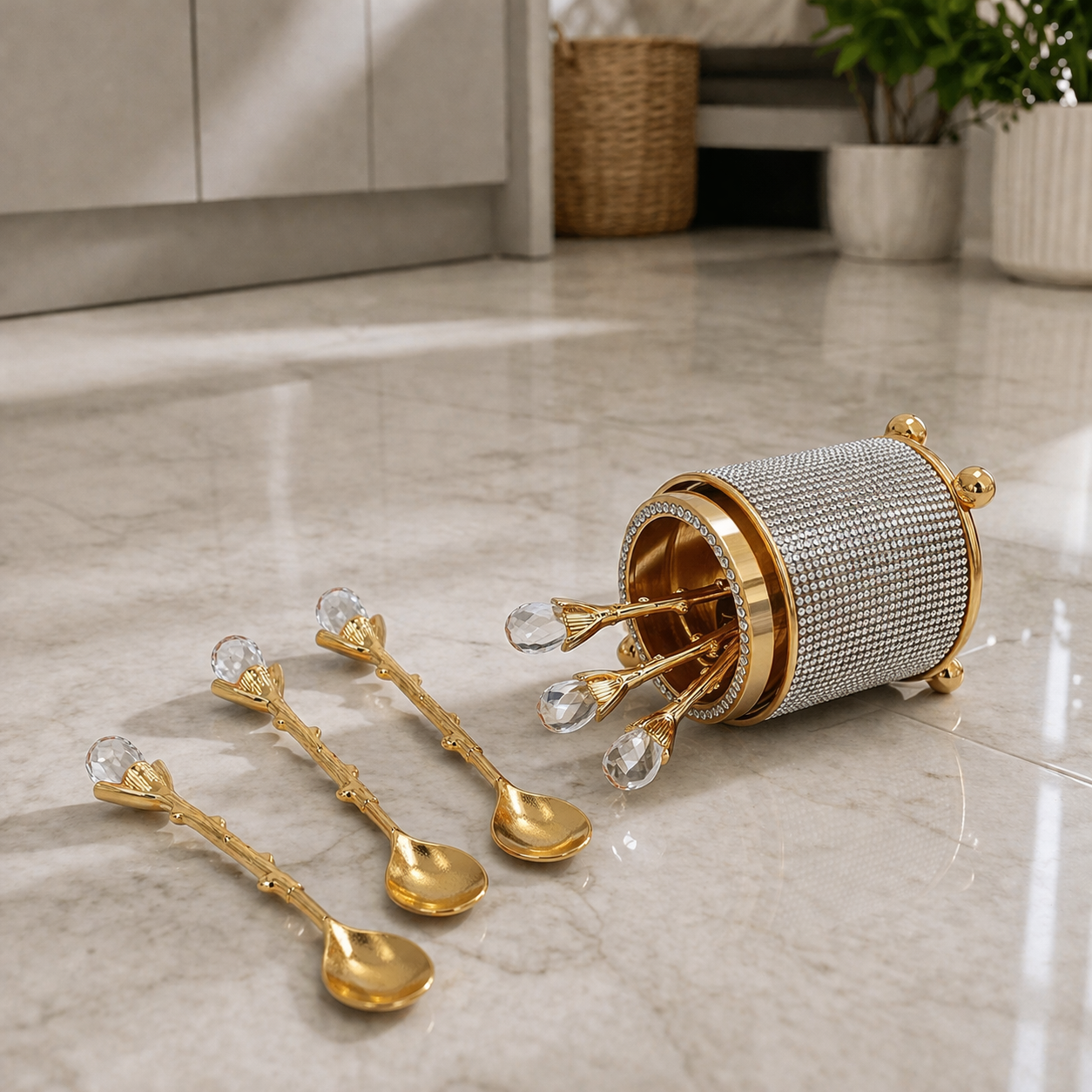 Golden Crystal Spoon Set