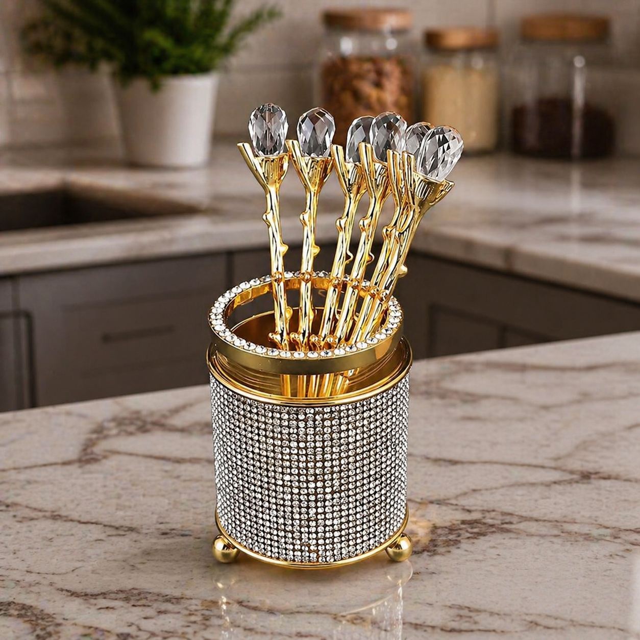 Golden Crystal Spoon Set