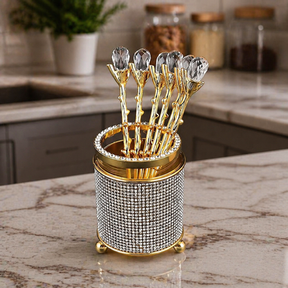 Golden Crystal Spoon Set