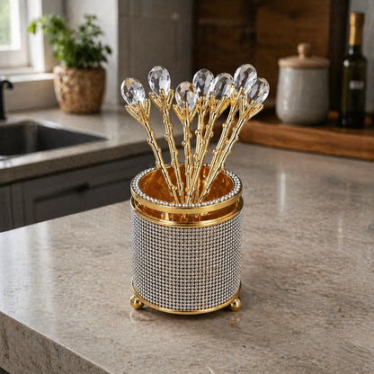 Golden Crystal Spoon Set