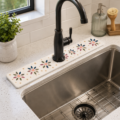 Floral Sink Splash Guard Mat
