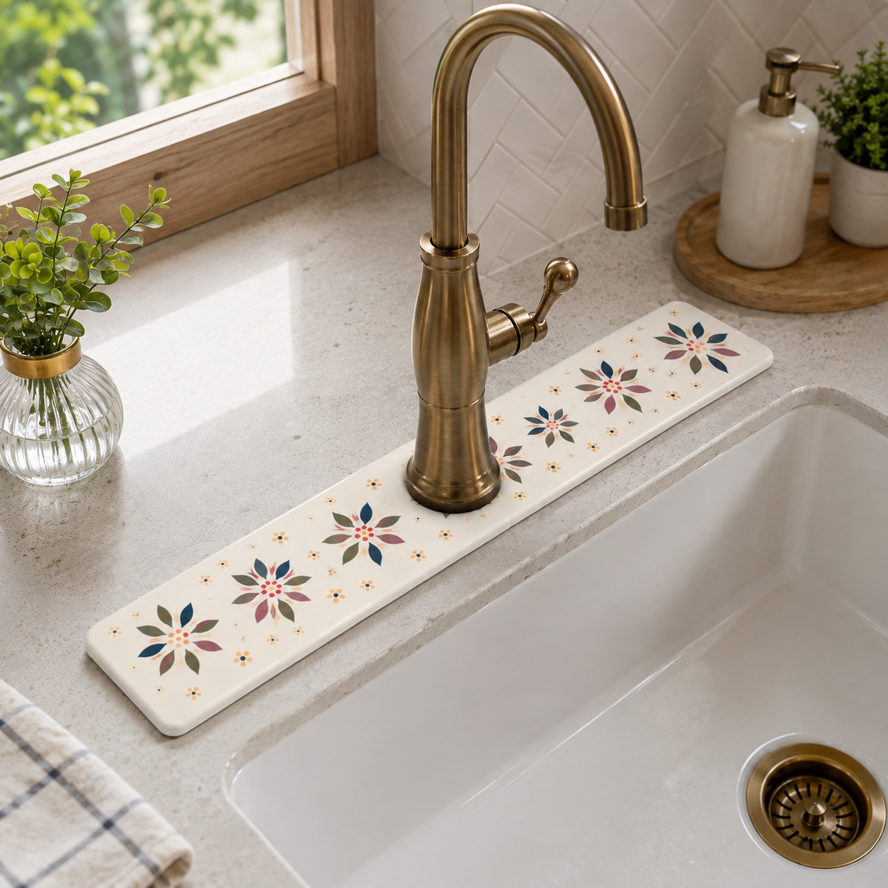 Floral Sink Splash Guard Mat