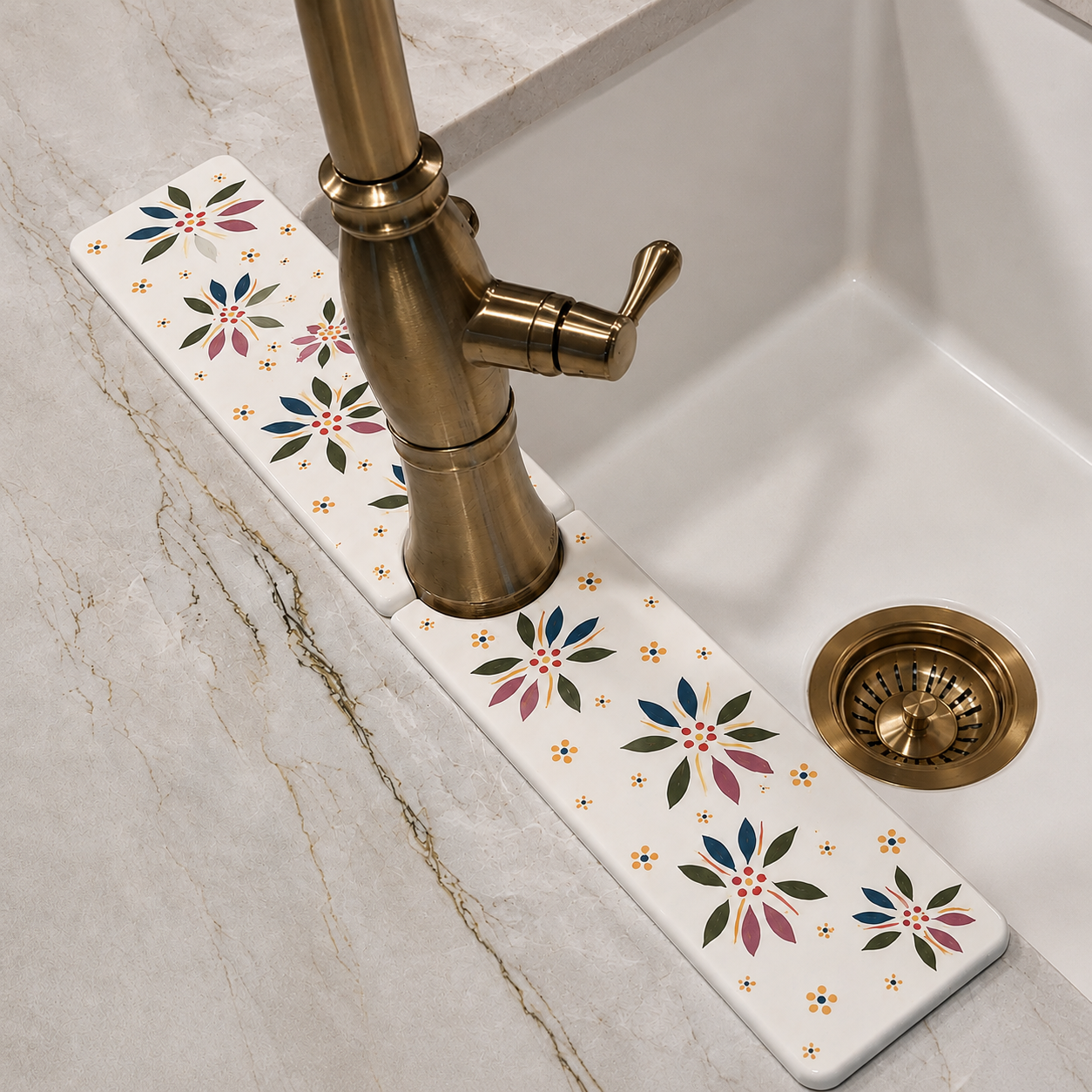 Floral Sink Splash Guard Mat