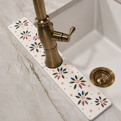 Floral Sink Splash Guard Mat