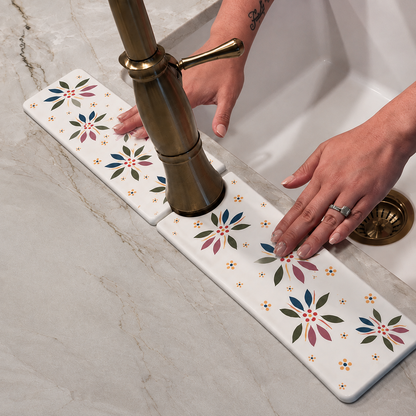 Floral Sink Splash Guard Mat