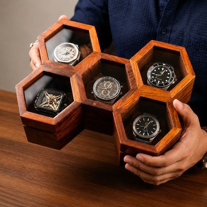 Wooden Hexagon Watch Box
