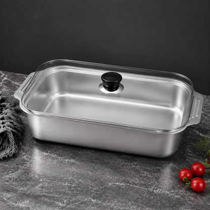 Premium Steel Food Tray with Lid(40 cm)