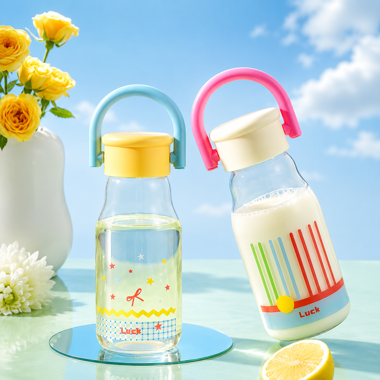 Sweet Pastel Glass Bottle