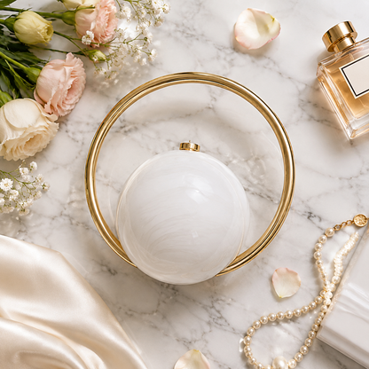 Luxury Round Clutch Bag (White)