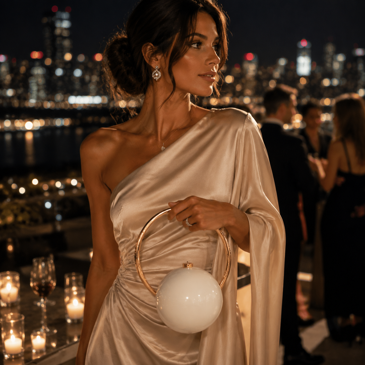 Luxury Round Clutch Bag (White)
