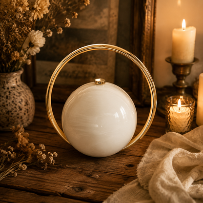 Luxury Round Clutch Bag (White)