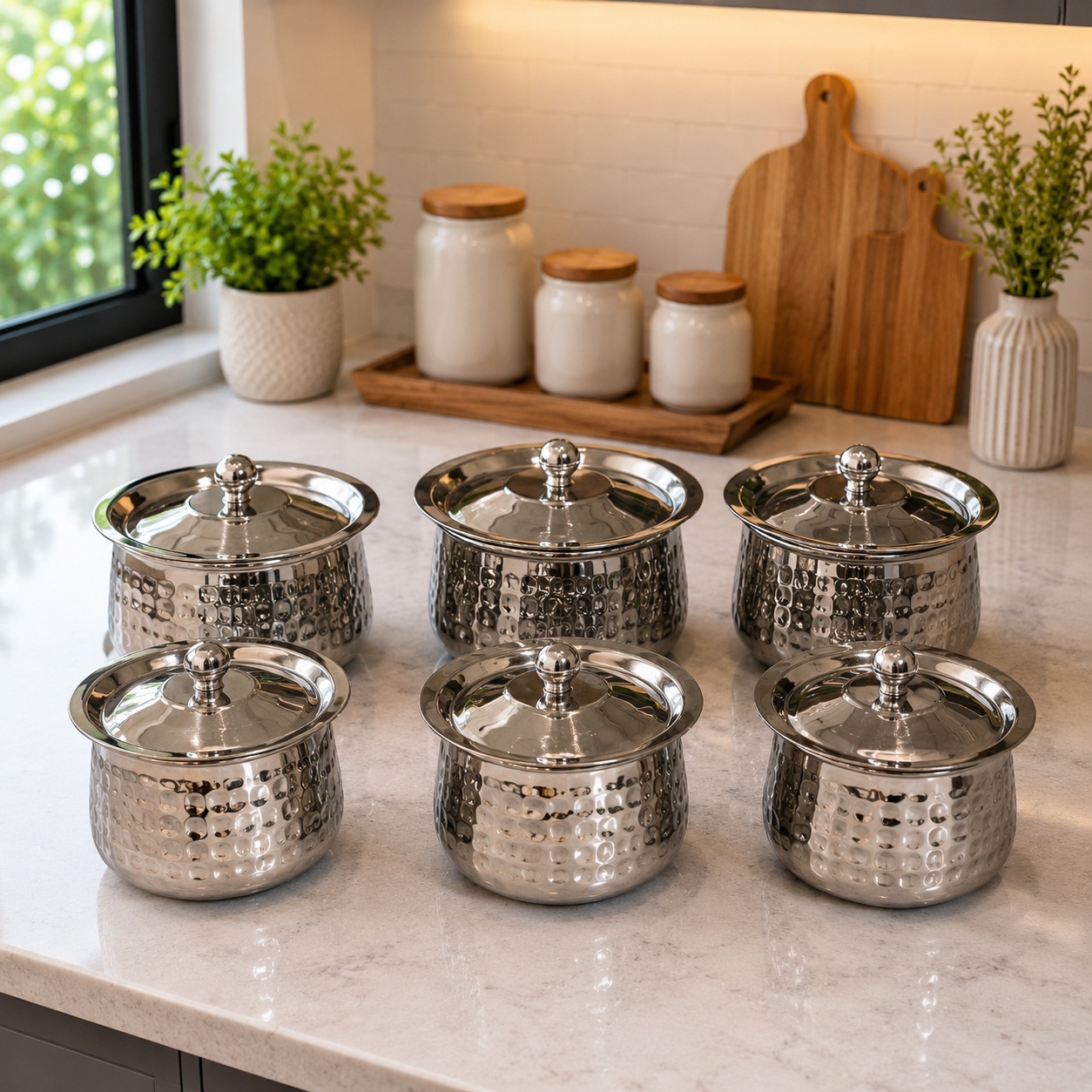 Premium Hammered Stainless Steel Handi