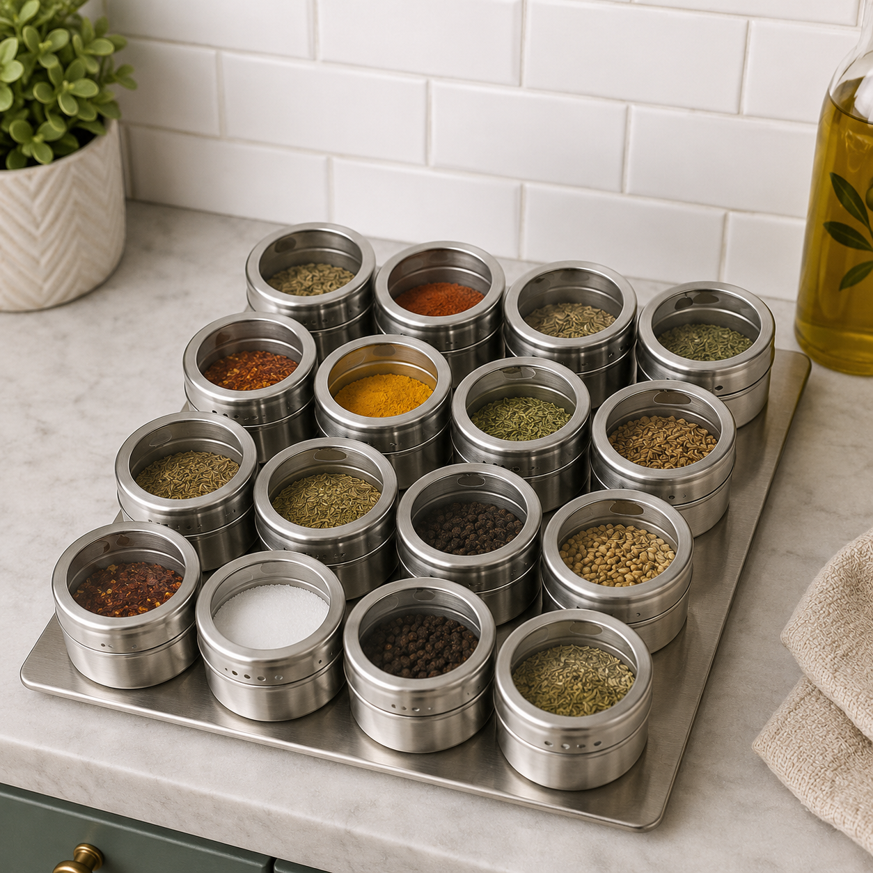 Magnetic Steel Spice Jars