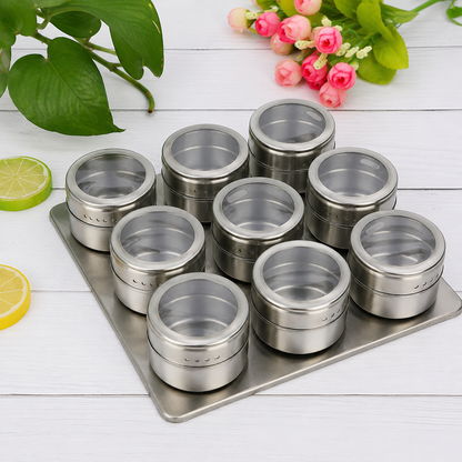 Magnetic Steel Spice Jars