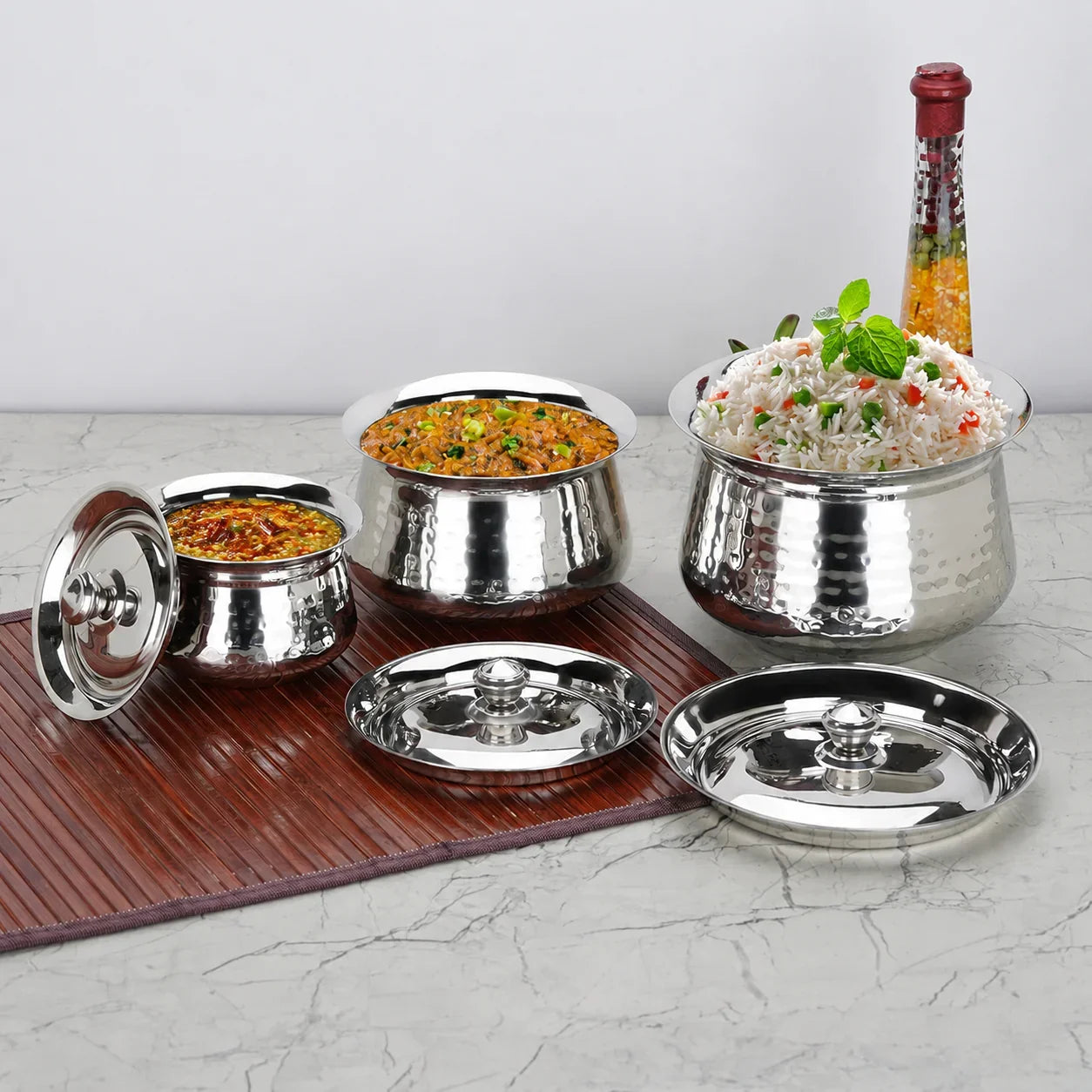 Premium Hammered Stainless Steel Handi