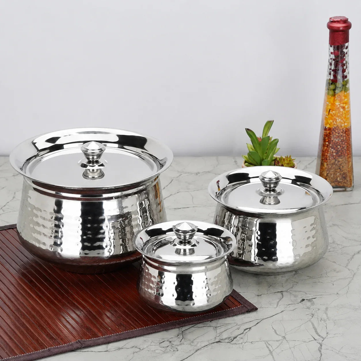 Premium Hammered Stainless Steel Handi