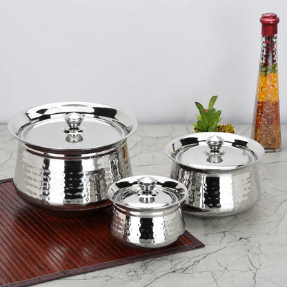 Premium Hammered Stainless Steel Handi