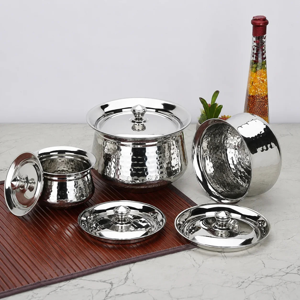 Premium Hammered Stainless Steel Handi