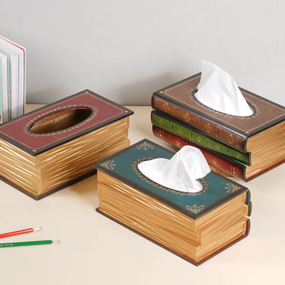 Antique Wooden Book Tissue Holder