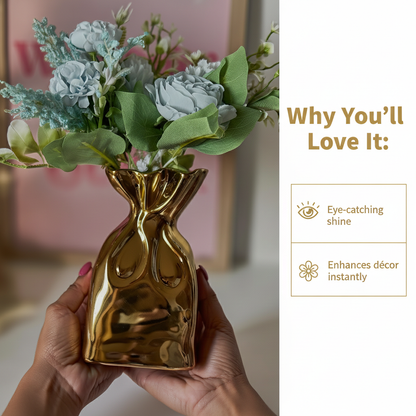 Golden Bag Flower Vase