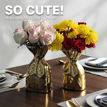 Golden Bag Flower Vase