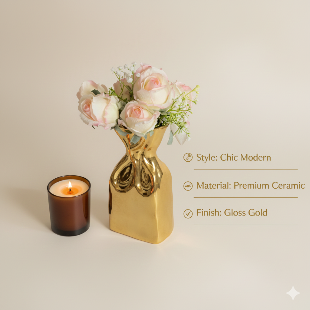 Golden Bag Flower Vase