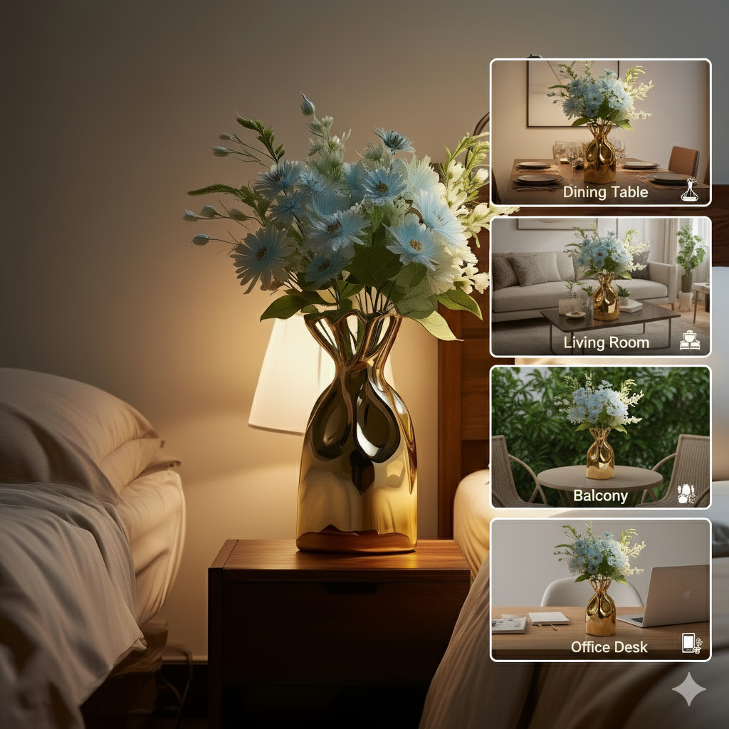 Golden Bag Flower Vase