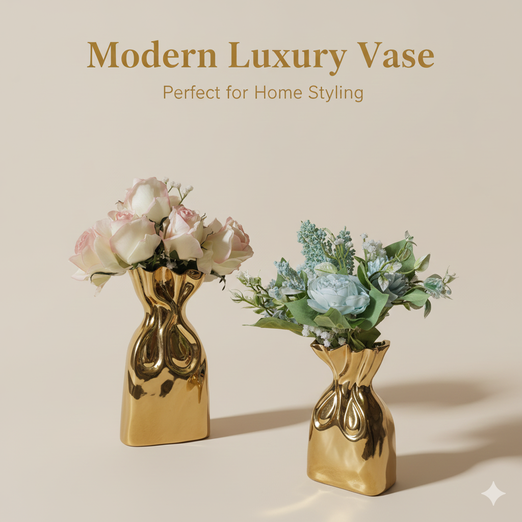 Golden Bag Flower Vase