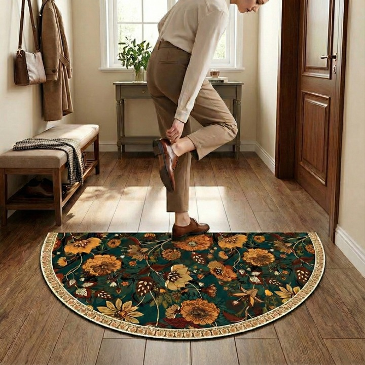 Floral Half-Moon Mat
