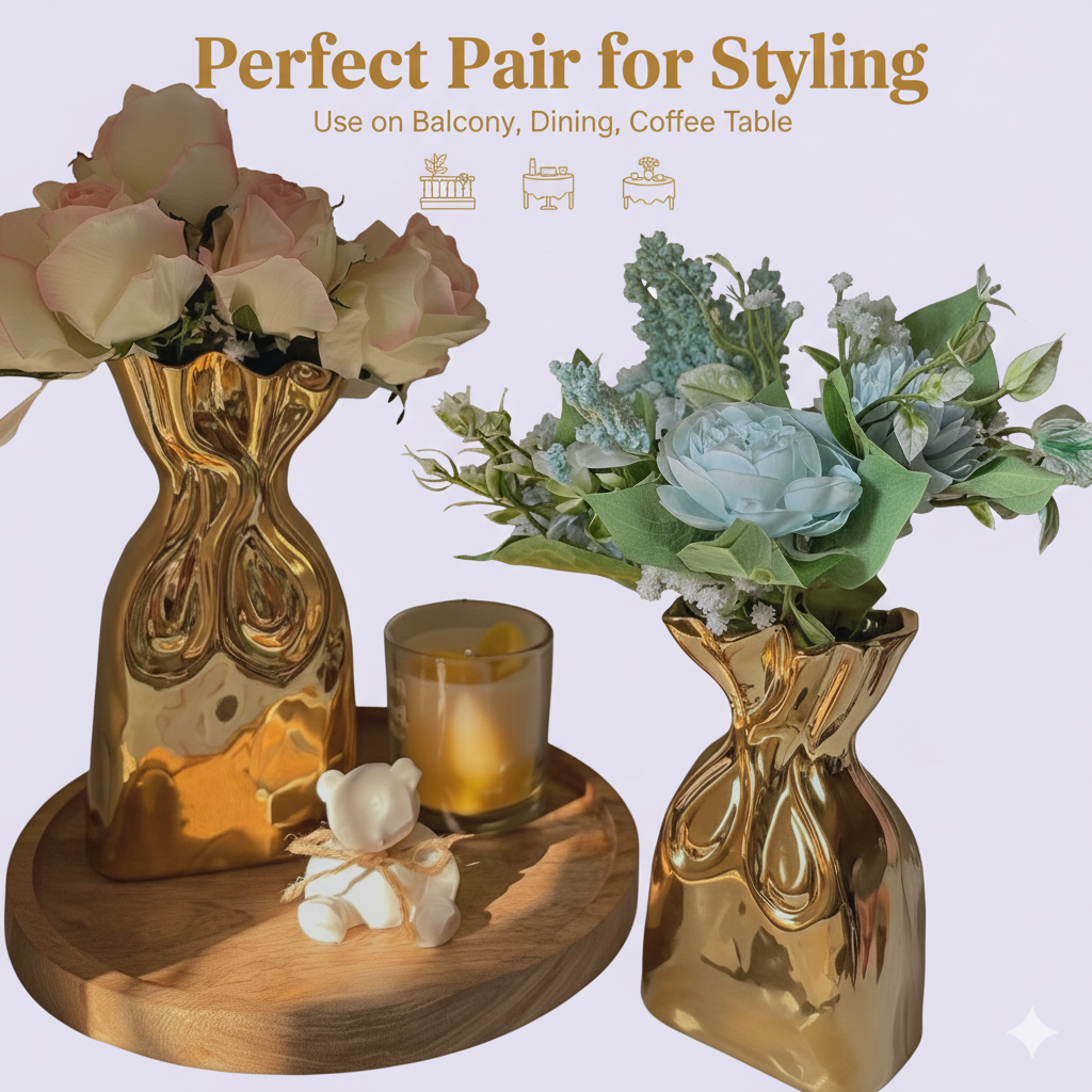 Golden Bag Flower Vase
