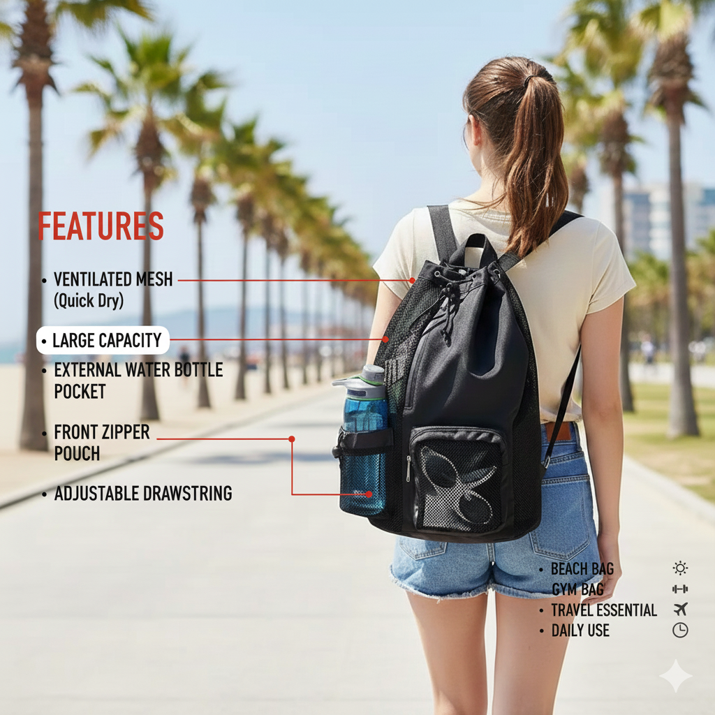 Mesh Drawstring Backpack