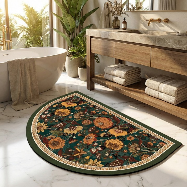 Floral Half-Moon Mat