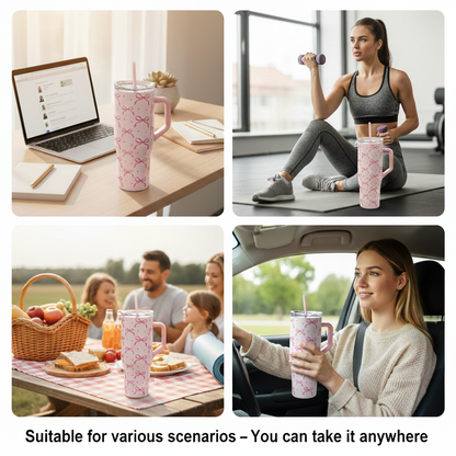 Pink Bows with Hearts Tumbler (1200 ML)
