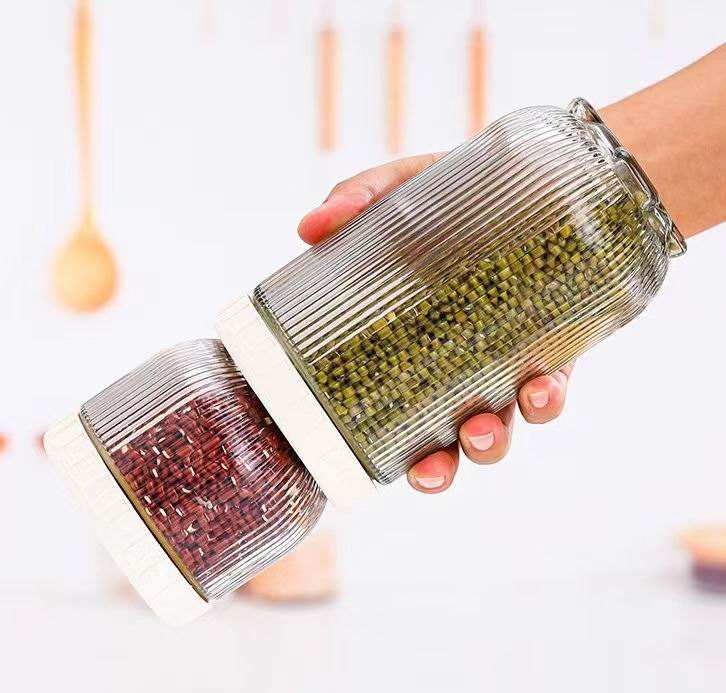 Airtight Ribbed Glass Jar