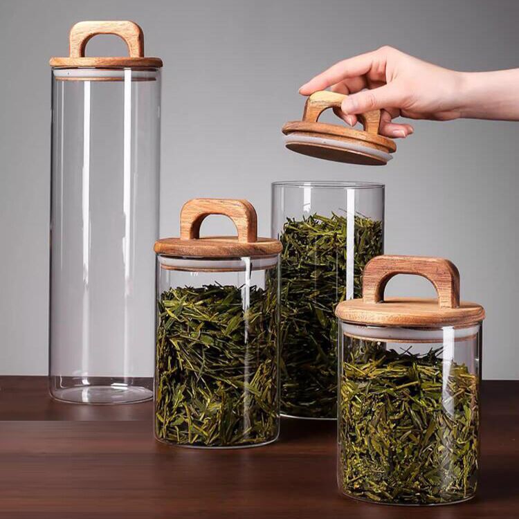 Borosilicate Glass Jar with Wood Lid