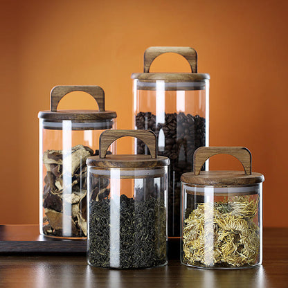 Borosilicate Glass Jar with Wood Lid