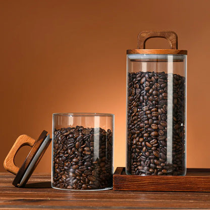 Borosilicate Glass Jar with Wood Lid
