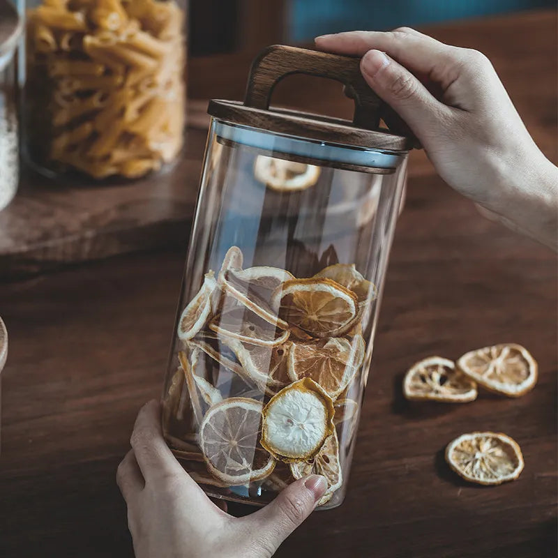 Borosilicate Glass Jar with Wood Lid